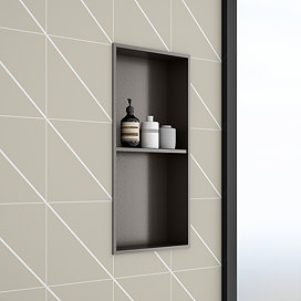 Arezzo 610 x 305 Shower Niche with Shelf - Brushed Gunmetal