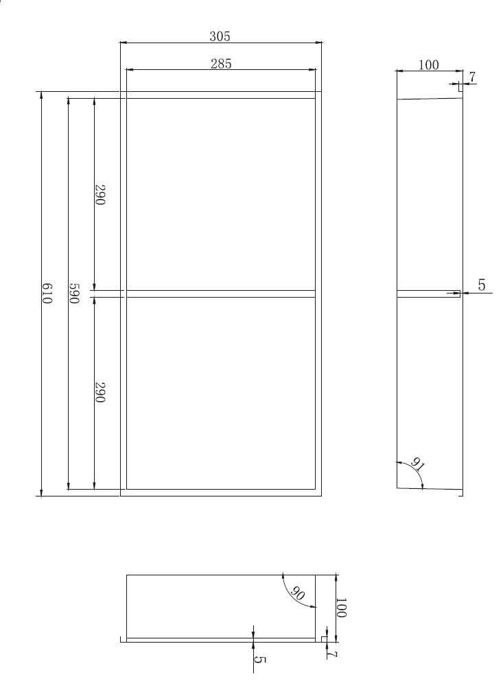 Arezzo 610 x 305 Shower Niche with Shelf - Brushed Steel