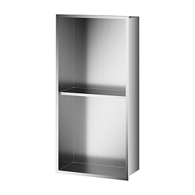 Arezzo 610 x 305 Shower Niche with Shelf - Brushed Steel