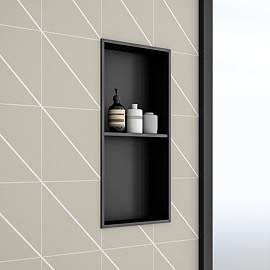 Arezzo 610 x 305 Shower Niche with Shelf - Matt Black