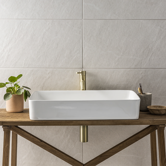 Arezzo 610 x 350mm Gloss White Slim Rectangular Counter Top Basin