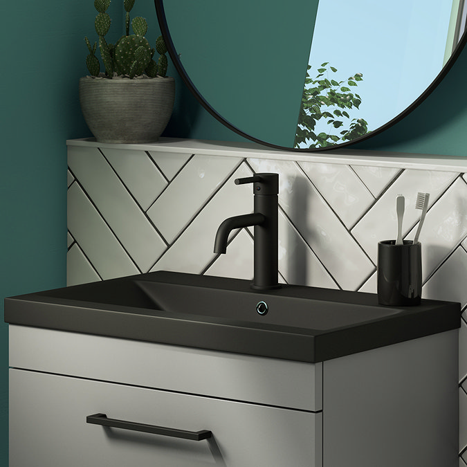 Arezzo 610 x 395mm Matt Black Rectangular Mid-Edged Inset Basin  Feature Large Image