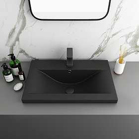 Arezzo 610 x 395mm Matt Black Rectangular Mid-Edged Inset Basin Large Image