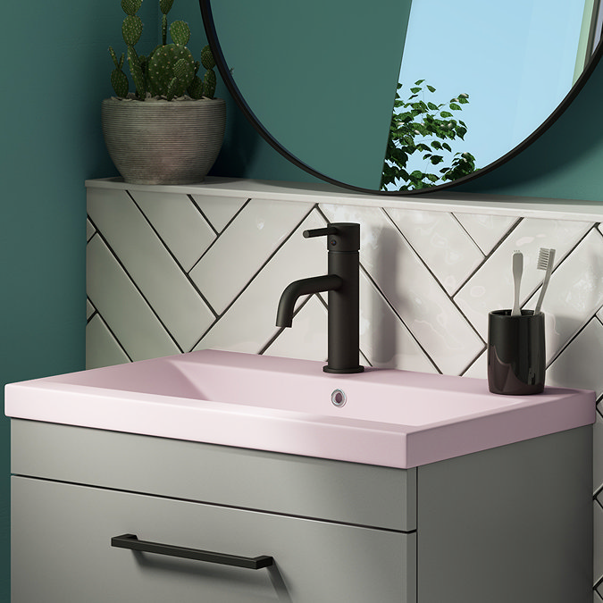 Arezzo 610 x 395mm Matt Pink Rectangular Mid-Edged Inset Basin  Feature Large Image