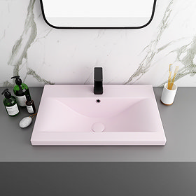 Arezzo 610 x 395mm Matt Pink Rectangular Mid-Edged Inset Basin Large Image