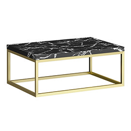Arezzo 700 Black Marble Effect Worktop with Brushed Brass Wall Mounted Frame Medium Image