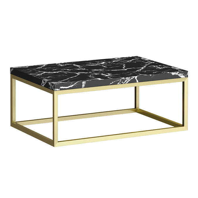Arezzo 700 Black Marble Effect Worktop with Brushed Brass Wall Mounted Frame Large Image