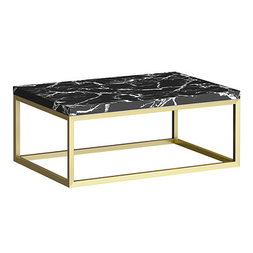 Arezzo 700 Black Marble Effect Worktop with Brushed Brass Wall Mounted Frame  Profile Large Image