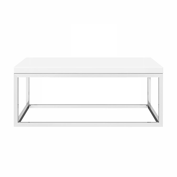 Arezzo 700 Gloss White Stone Resin Worktop with Chrome Towel Rail Frame Profile Large Image