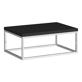 Arezzo 700 Matt Black Stone Resin Worktop with Chrome Wall Mounted Frame Large Image