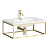 Arezzo 700 Wall Hung Basin with Brushed Brass Frame + Square Toilet  Profile Large Image