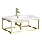 Arezzo 700 Wall Hung Basin with Brushed Brass Frame + Square Toilet  Profile Large Image