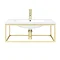Arezzo 700 Wall Hung Basin with Brushed Brass Frame + Square Toilet  In Bathroom Large Image