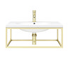 Arezzo 700 Wall Hung Basin with Brushed Brass Towel Rail Frame  Newest Large Image
