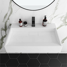 Arezzo 700mm Wall Mounted / Countertop Stone Resin Basin with Hidden Waste Cover Medium Image
