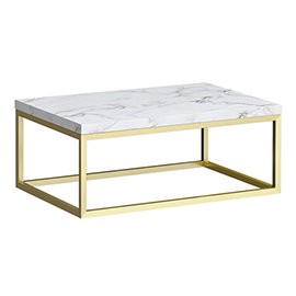 Arezzo 700 White Marble Effect Worktop with Brushed Brass Towel Rail Frame Medium Image