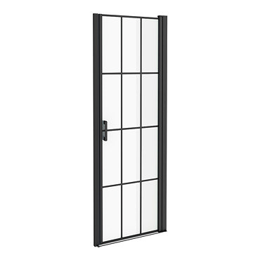 Arezzo 700 x 1970 Matt Black Grid Frameless Pivot Shower Door for Recess  Profile Large Image