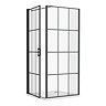Arezzo 700 x 700 Matt Black Grid Frameless Pivot Door Shower Enclosure + Tray  In Bathroom Large Image