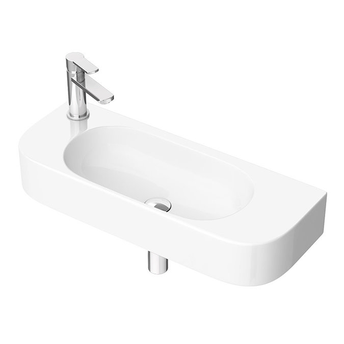 Arezzo Curved Wall-Hung Basin 735mm x 280mm – Gloss White Ceramic, 1 Tap Hole