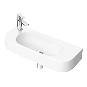 Arezzo 710 x 275mm Curved Wall Hung 1TH Basin Left Hand Taphole