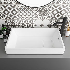 Arezzo 710 x 405mm Modern Large Rectangular Counter Top Basin with Hidden Waste Cover Medium Image