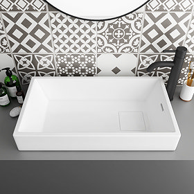 Arezzo 710 x 405mm Modern Large Rectangular Counter Top Basin with Hidden Waste Cover Large Image