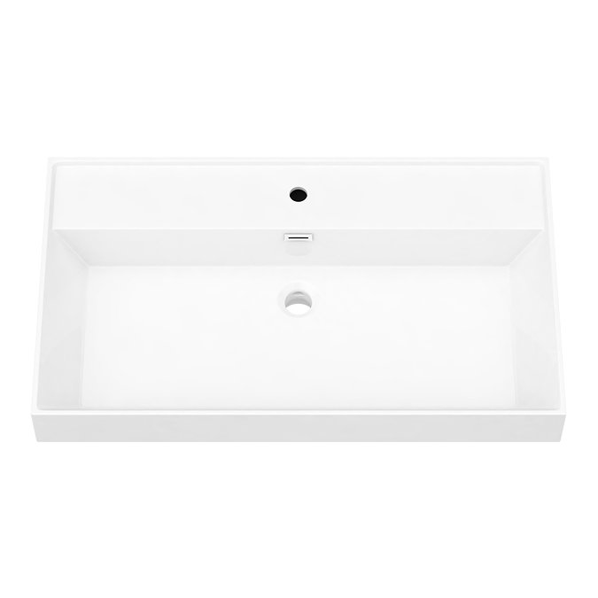 Arezzo 800 Brushed Brass Framed Washstand with Gloss White Open Shelf and Basin  Profile Large Image