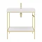 Arezzo 800 Brushed Brass Framed Washstand with Gloss White Open Shelf and Basin  Standard Large Image