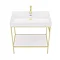 Arezzo 800 Brushed Brass Framed Washstand with Gloss White Open Shelf and Basin  additional Large Image