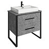 Arezzo 800 Concrete-Effect Matt Black Framed Vanity Unit + Square Toilet  Profile Large Image