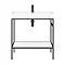 Arezzo 800 Matt Black Framed Washstand with Gloss White Open Shelf and Basin  In Bathroom Large Imag