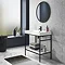 Arezzo 800 Matt Black Framed Washstand with Gloss White Open Shelf and Basin Large Image
