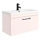 Arezzo 800 Matt Pink Wall Hung 1-Drawer Vanity Unit with Matt Black Handle Large Image