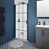 Arezzo 800 x 1970 Matt Black Grid Frameless Pivot Shower Door for Recess  Standard Large Image
