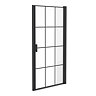 Arezzo 800 x 1970 Matt Black Grid Frameless Pivot Shower Door for Recess - R/H Opening Large Image
