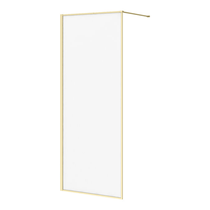 Arezzo 800 x 2000 Brushed Brass Slim Frame Frosted Glass Wetroom Screen