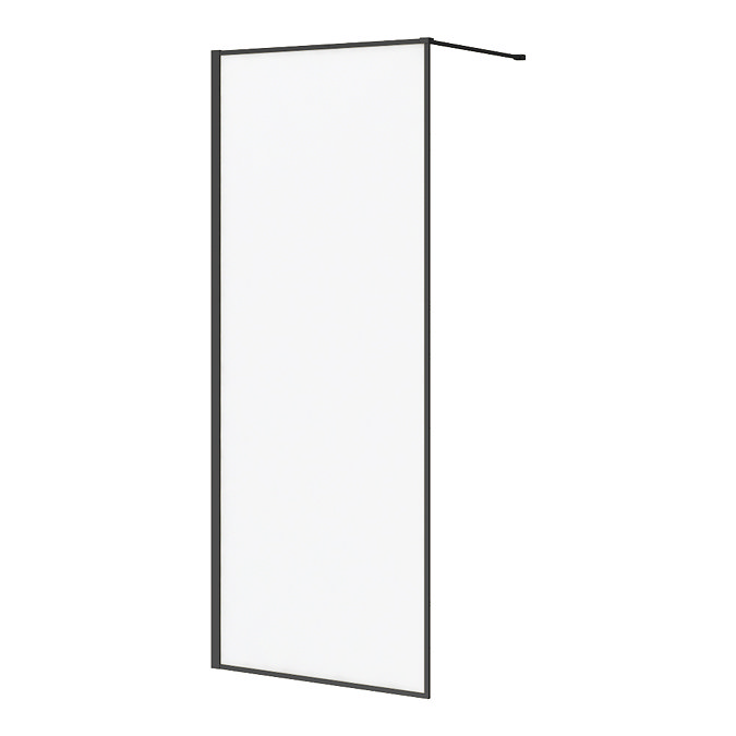 Arezzo 800 x 2000 Matt Black Slim Frame Frosted Glass Wetroom Screen