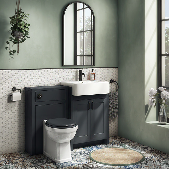 Arezzo 800 x 400mm Black Frame Arch Wall Mirror