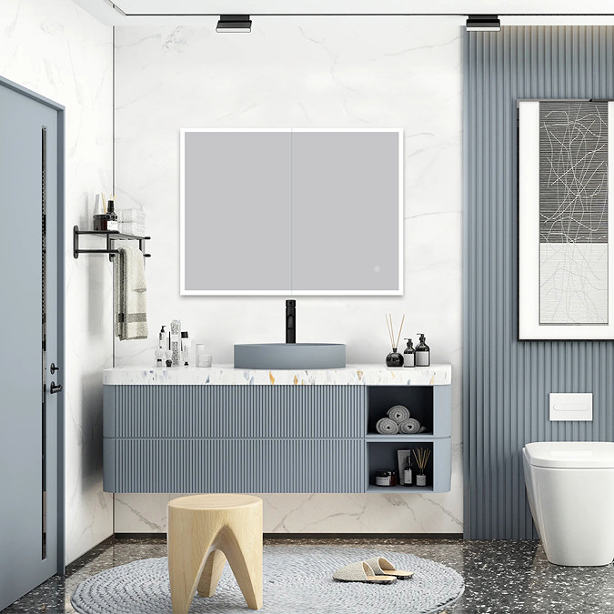Arezzo 800 x 600mm Recessed LED Illuminated Bathroom Mirror Cabinet with Shaver Socket, Anti-Fog and Dimmer
