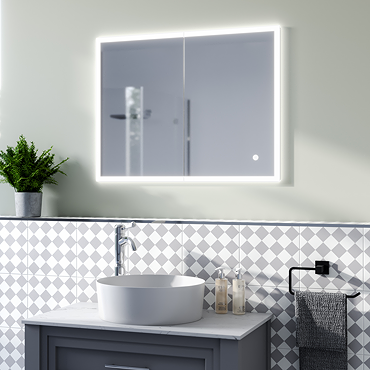 Arezzo 800 x 600mm Recessed LED Illuminated Bathroom Mirror Cabinet with Shaver Socket, Anti-Fog & Dimmer