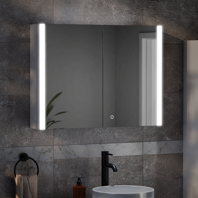 Arezzo 800 x 600mm LED Illuminated Mirror Cabinet with Anti-Fog, Dimmer, Touch Sensor and Shaver Socket