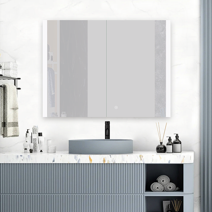 Arezzo 800x600mm LED Illuminated Mirror Cabinet incl. Anti-Fog, Dimmer, Touch Sensor and Shaver Socket