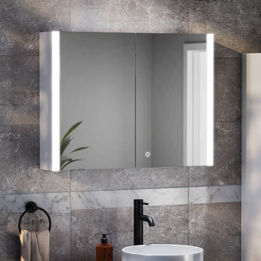 Arezzo 800x600mm LED Illuminated Mirror Cabinet incl. Anti-Fog, Dimmer, Touch Sensor and Shaver Socket