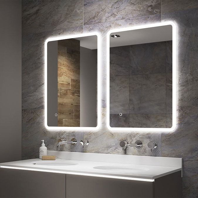 Arezzo 800 x 600mm Ultra Slim LED Illuminated Bathroom Mirror with Anti-Fog  Profile Large Image