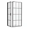 Arezzo 800 x 800 Matt Black Grid Frameless Pivot Door Shower Enclosure + Tray  In Bathroom Large Image