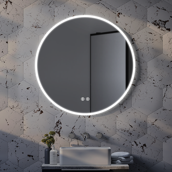 Arezzo 800mm Large Round LED Illuminated Anti-Fog Bathroom Mirror with Bluetooth