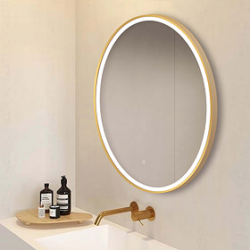 Arezzo Brushed Brass 800mm Round LED Illuminated Anti-Fog Bathroom Mirror
