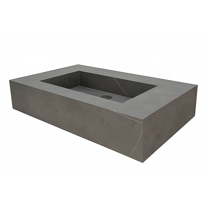 Arezzo 800mm Wall Hung Basin & Shelf Set - Grey Marble Sintered Stone