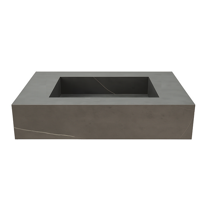 Arezzo 800mm Wall Hung Basin & Shelf Set - Grey Marble Sintered Stone