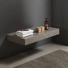Arezzo 800mm Wall Hung Sintered Stone Shelf - Grey Marble